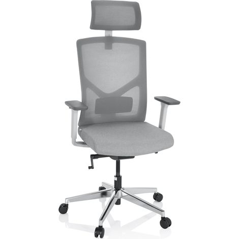 Bürostuhl / Drehstuhl BRETON PRO W Stoff / Netzstoff grau hjh OFFICE (1/5)