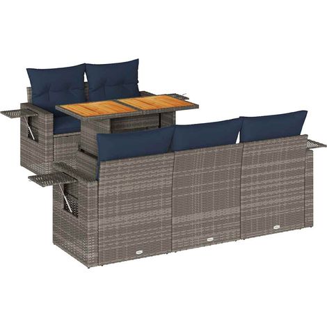 Maison Exclusive - 6-tlg. Garten-Sofagarnitur mit Kissen Grau Pol