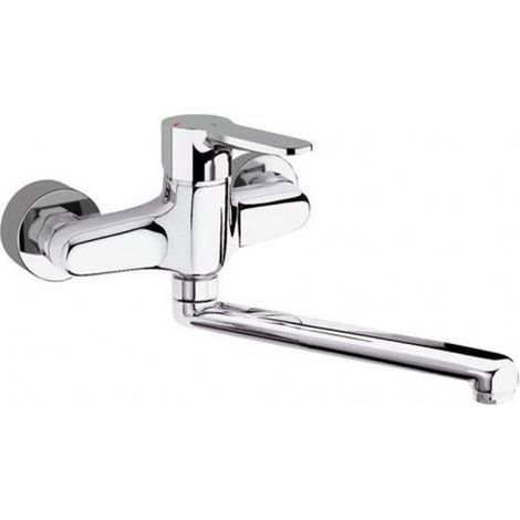 Rubinetto lavello a muro con bocca girevole, risparmio energetico e idrico - serie winner eco