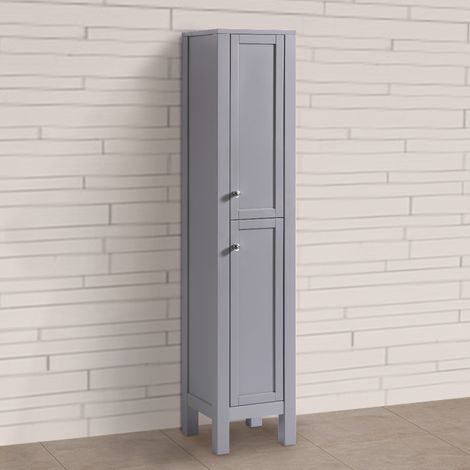 1600mm Traditional Tall Cabinet Cupboard Floor Standing Storage Furniture Unit Matte Grey (1/4)