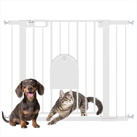 Chatière Barrière de sécurité animaux acier blanc avec porte (1/5)