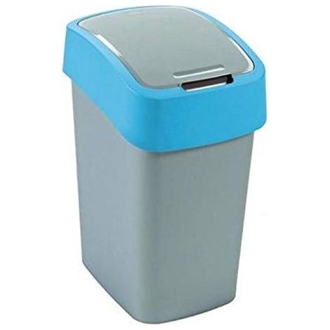 Koš de Basura Desconocido Flipbin 10L, Color Plateado/Azul, diseño práctico y resistente, tapa flip para fácil acceso, ideal para hogar, oficina y espacios pequeños.