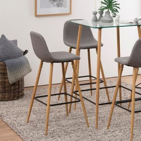 Tabouret de bar Wilhelm - gris clair/chêne (1/5)