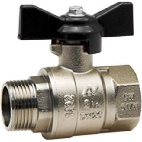 Valvola a sfera con farfalla 1/2" MF TIEMME apertura chiusura flusso acqua