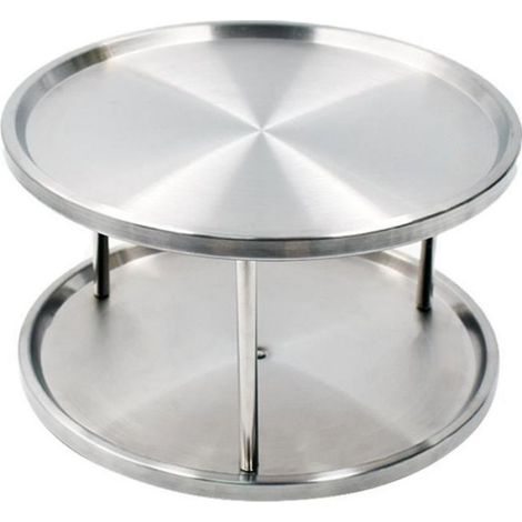 1 Plateau Tournant,Acier Inoxydable,2 étages,360 degrés,Cuisine,Épices (1/3)