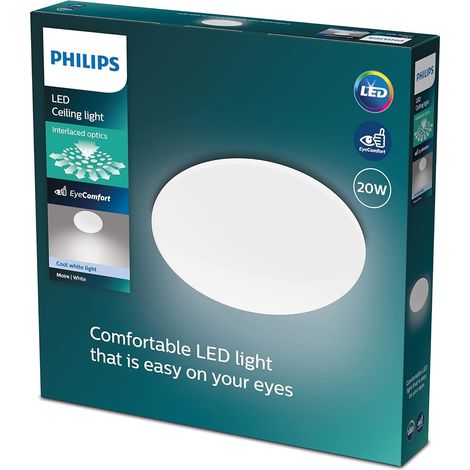 Plafonnier LED, Blanc, Eclairage Blanc Chaud 2700K, Facilité d'installation, Luminaire Intérieur pour l'éclairage de vos pièces à vivre (1/5)