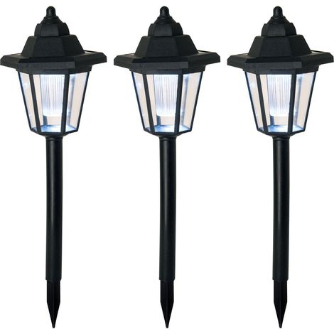 Lot de 3 Lampes Solaires LED 2-en-1 Applique Murale et Piquet de Sol Jardin Blanc Froid - PANGIVO (1/5)