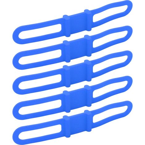 DUUTI Lot de 5 attaches en silicone pour éclairage vélo, support universel guidon et fixations sécurisées pour cyclisme en bleu (1/5)