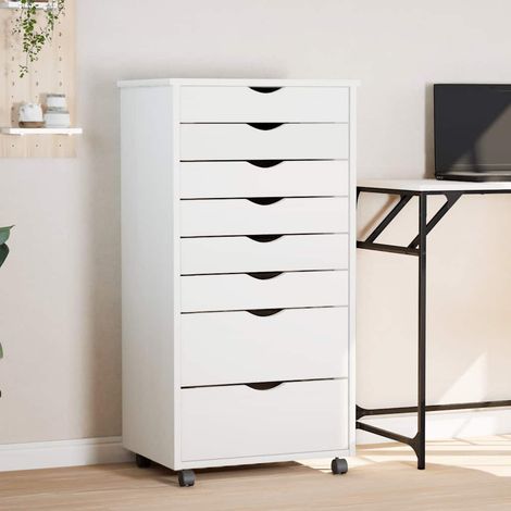 Armoire roulante avec tiroirs-Meuble de rangement MOSS blanc bois de pin solide 861927 (1/5)