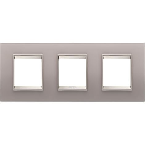 PLAQUE LUX 2+2+2P H VERRE GRIS PERLÉ GEWISS GW16226GP