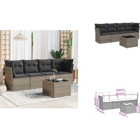 Salon de jardin 5 pcs avec coussins gris résine tressée - Ensemble Salon De Jardin - Mobilier De Jardin - Salon De Jardin Design - Canapé Jardin - Set Salon Exterieur (1/3)