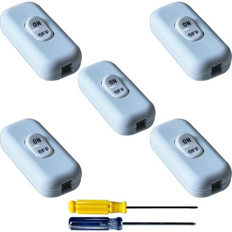 5 Pièces Interrupteur Lampe de Chevet ON OFF Interrupteurs à Bascule Blanc Remplacement du Commutateur en Ligne Intermédiaires Bi-Polaires 6A 250V, pour Petit Appareil, Lampe de Bureau (1/5)