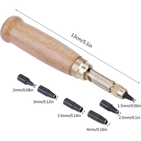 Outil de Perforation pour Cuir Couture Poinçon Automatique Perforateur de Ceinture avec Tête de Frappe Embouts 1.5/2/2.5/3/3.5/4mm MOONSTARS (1/4)