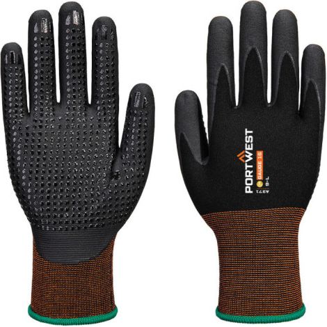 Guante de microespuma de nitrilo con puntos GP Grip 15 PORTWEST A371 XXS Negro