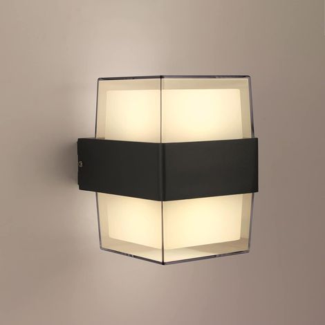 Aplique de pared exterior LED de 2×5W, IP65, resistente al agua, luz blanca cálida de 3000K, 750LM, color negro, ideal para interiores, dormitorios, hogares, pasillos, salas de estar, jardines y terra