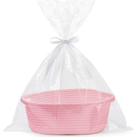 KLVGTIFS PU - Petit panier tressé avec sacs cadeaux et rubans, panier cadeau vide, panier à cadeaux, panier à jouets pour bébé, panier pour chambre d'enfant, 30,5 x 20 x 13 cm