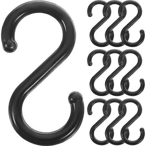 Set mit 50 S-förmigen Haken zum Aufhängen von Kleidung im Kleiderschrank. – 5,60 x 2,80 x 0,50 cm – Schwarz (1/4)