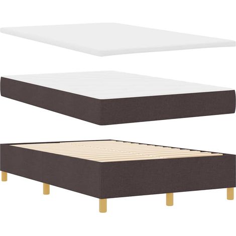 Lit à ressorts avec tête de lit Marron foncé 190 x 120 cm tissu vidaXL (1/5)