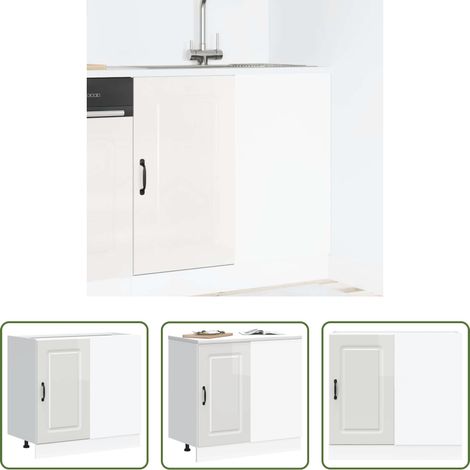 vidaXL Hochglanzweiß -  Küchenunterschrank „Kalmar“ Hochglanz-Weiß Holzwerkstoff (1/5)