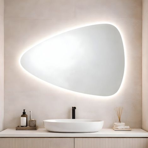 Spiegel In Tropfenform 100X85 Cm Mit Led Hintergrundbeleuchtung