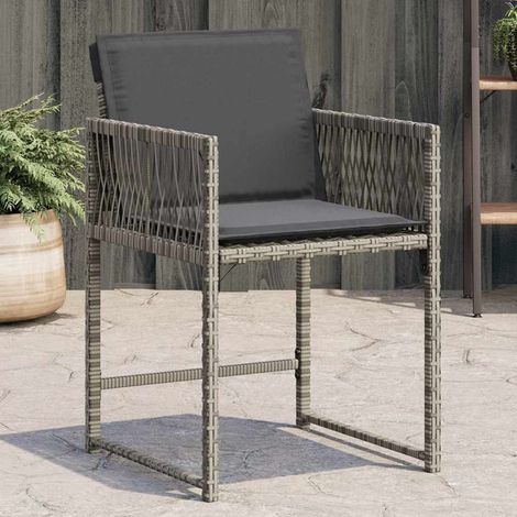 Gartenstühle mit Kissen 4 Stk. Grau Poly Rattan