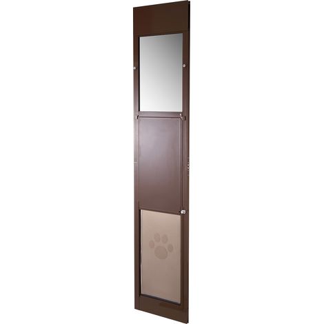 Mophorn Puerta para mascotas con diseño deslizante, altura ajustable de 1927 a 2040 mm, estructura de aleación de aluminio con bisagras giratorias metálicas, marrón, 2040 x 445 x 20 mm, XL (1/5)