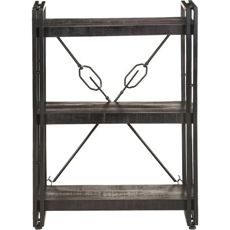 Maison Exclusive - Libreria a 3 Ripiani 60x30x80cm Nero in Legno Massello di Mango
