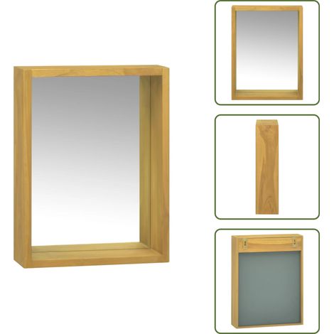 Spiegelschrank 30x10x40 cm Massivholz Teak - Spiegelschrank - Badezimmermöbel - Teakholzmöbel - Wandspiegel - Aufbewahrungsraum (1/5)