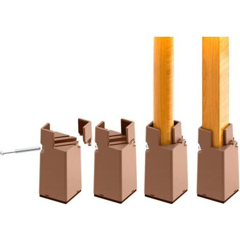 BUNTHAUS Marron,Rehausseurs de Meubles Réglables 10 cm avec Pince à Vis, 4 Pouces Rehausseur Pieds de Lit, Table, Canapé, Bureau, Rehausseur Meuble Robuste pour Pieds de Chaise de 0,8 à 1,6 Pouces (1/5)