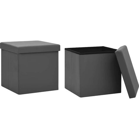 Maison Exclusive - Sgabelli con Contenitore Pieghevoli 2 pz Grigi in PVC (1/5)