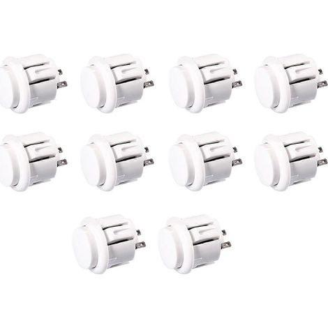 Lot de 10 boutons d'arcade réactifs de 24 mm, blancs. (1/5)