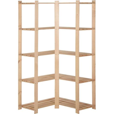 vidaXL Estantería de esquina 5 niveles pino macizo 82,5x82,5x170 cm (1/2)