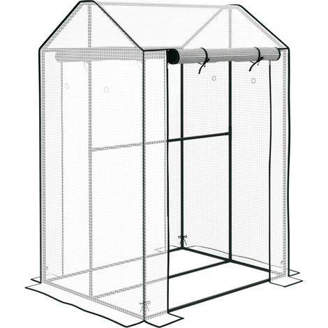 Serre/Châssis froid, résistant aux intempéries, porte enroulable, 100 cm x 80 cm x 150 cm, blanc et vert (1/5)
