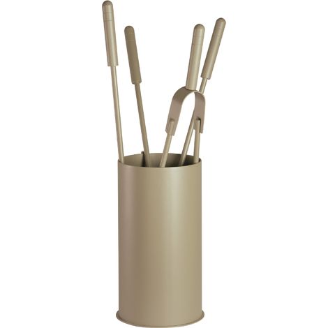 Serviteur de cheminée avec 4 accessoires Velmar Edilinox - Coloris beige