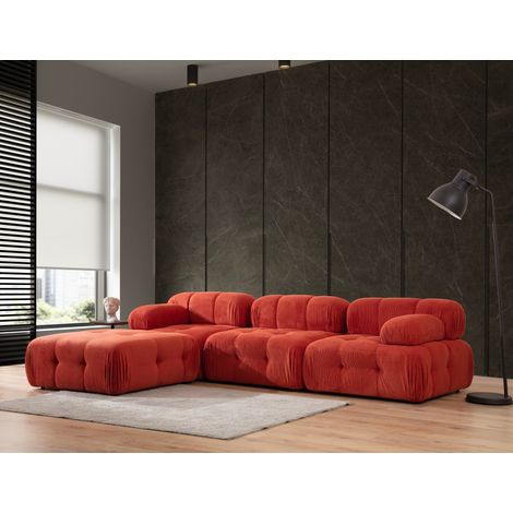 Modulares Sofa 3-Sitzer mit Ottomane Doblo rot