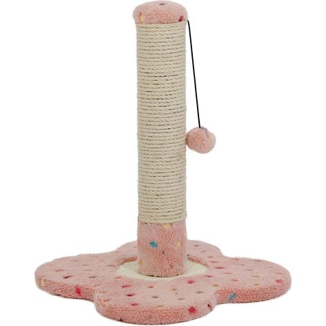 Rose - Griffoir à pilier avec base en forme de fleur en peluche douce pour chats (1/4)
