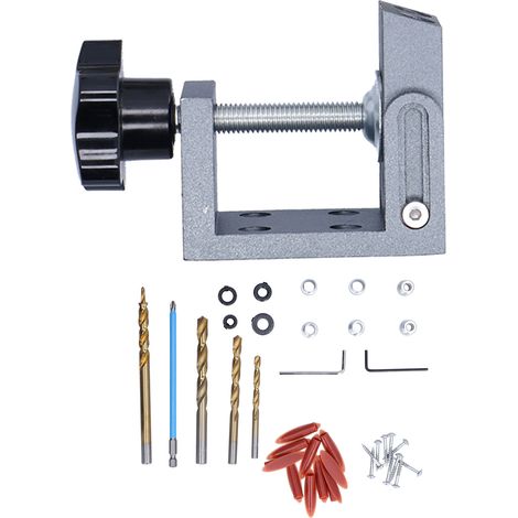 Perceuse à bois inclinée 15° réglable en alliage d'aluminium, gabarit de positionnement pour trous obliques, outil de menuiserie précis. (1/5)