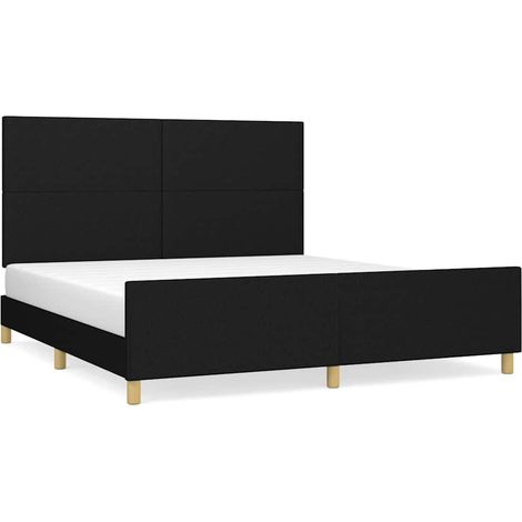 Lit double  Lit adulte  Cadre de lit sans matelas noir 160x200 cm tissu (1/5)