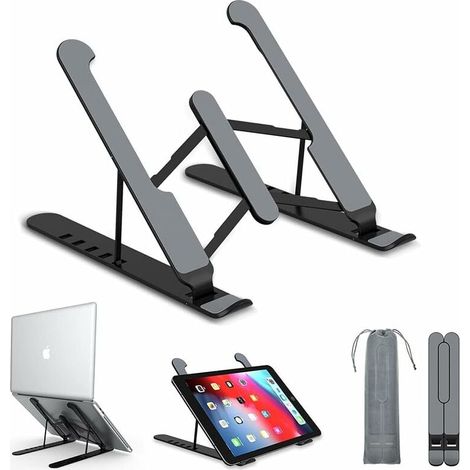 Laptopständer, 6-fach verstellbar, ergonomisch und leicht, kompatibel mit MacBook, Dell, Lenovo, HP, anderen Laptops und Tablets (schwarz) (1/5)
