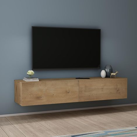 Mai & Mai Meuble TV Suspendue Armoire avec Soft-Close Table TV pour le Salon Marron Clair 160x40,2x30 cm TC002 (1/5)