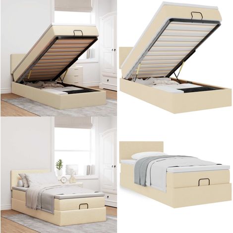 vidaXL Ottoman-Bett mit Matratze Creme 100x200 cm Stoff (1/5)