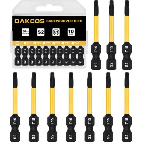 T15 Bit long, embout Torx T15, embouts vissage à choc pour tournevis (1/4)