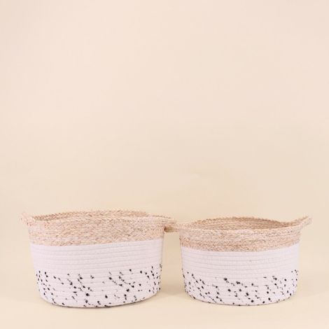 Lot de 2 paniers en corde et fibres naturelle