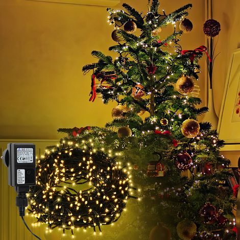 Randaco 20M 200 LED Lichterkette für Weihnachtsbaum, Warmweiße dunkelgrün Kupferdraht mit 8 Programmen LEDs für innen und außen IP44 (1/4)