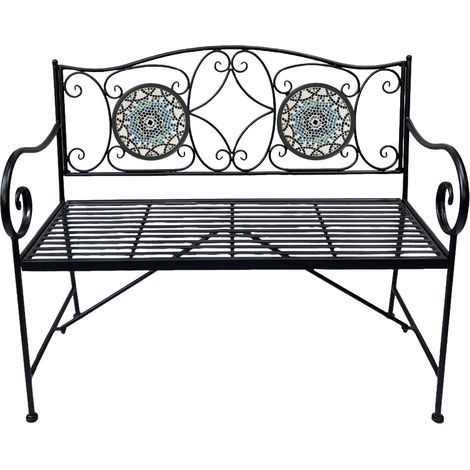 Axi Margot Banc De Jardin En Mosaïque, Multicolore Assise En Métal Avec Carreaux De Mosaïque En Céramique Banc D'Extérieur Avec Dossier Pour 2 Personnes 107 X 54 X 92 Cm (1/5)