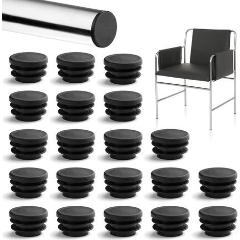 20 runde Rohrkappen für runde Rohre, schwarze Rohrendkappen, 25-mm-Stuhlendkappen für Möbel, Rutschschutz für Stühle, Sofas, Tische und Regale
