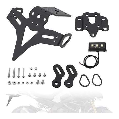 Support De Plaque Moto pour Yamaha Mt-07 2018-2023/Mt-07 2014-On/Fz-07 2018-2023/Fz-07 2014-On Support Plaque Moto Porte Plaque Immatriculation RéGlable avec Feu ArrièRe (1/5)