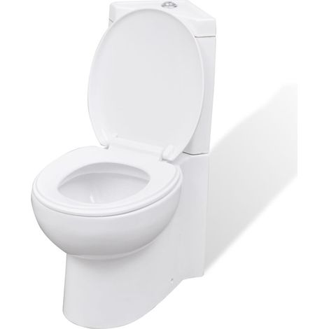 WC angolare in ceramica con vaso e sedile bianco 020003559