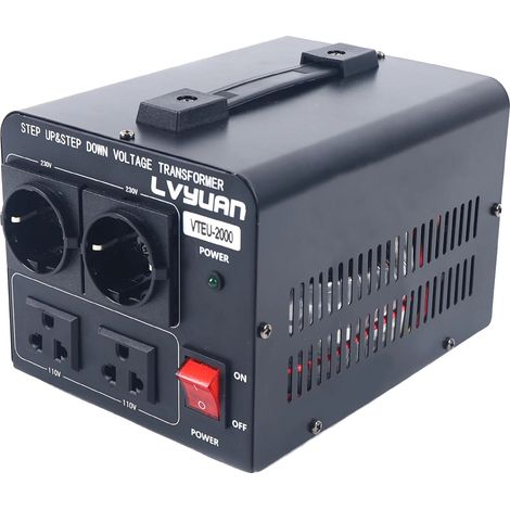Convertisseur de tension, capacité de puissance de 2000W, 4 ports de sortie, noir (1/2)