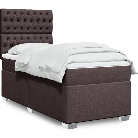 Boxspringbett mit Matratze Dunkelbraun 80x200 cm Stoff